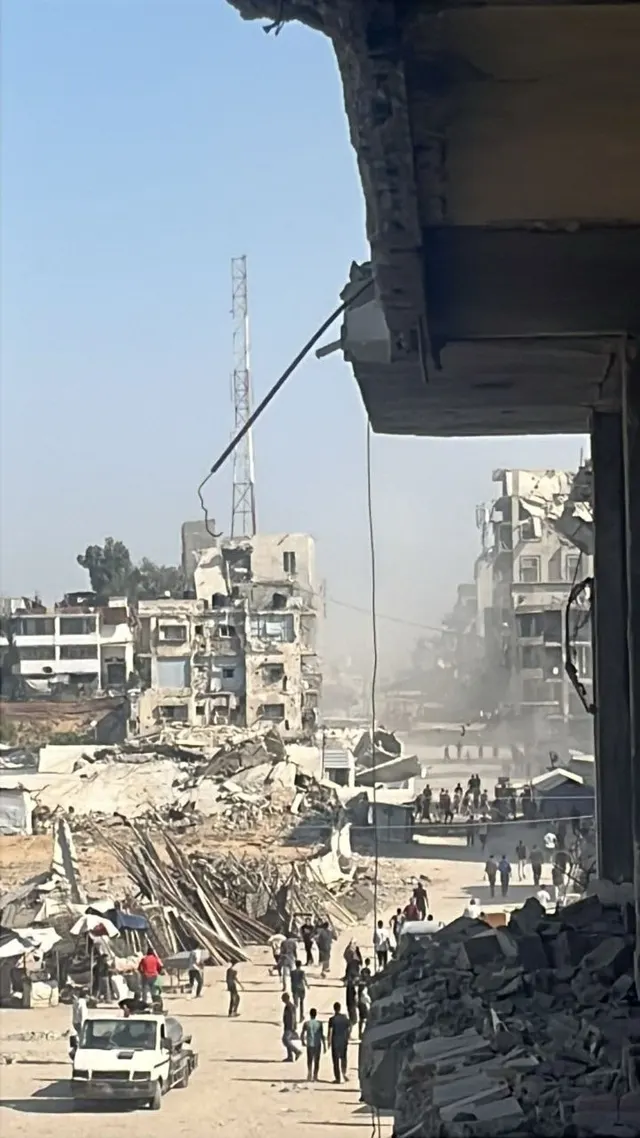 An airstrike from an Israeli drone targets Third Street in the Sheikh Radwan neighborhood northwest of Gaza City