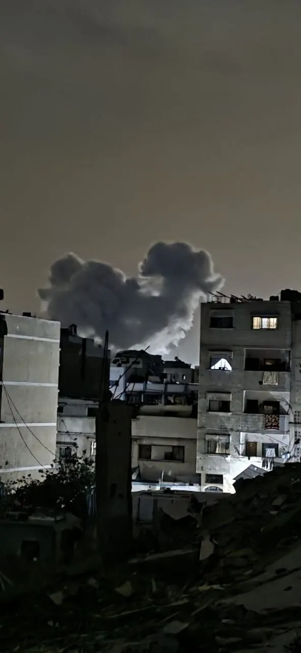 The Israeli army carries out a demolition operation in the Shujaiya neighborhood, east of Gaza City.
