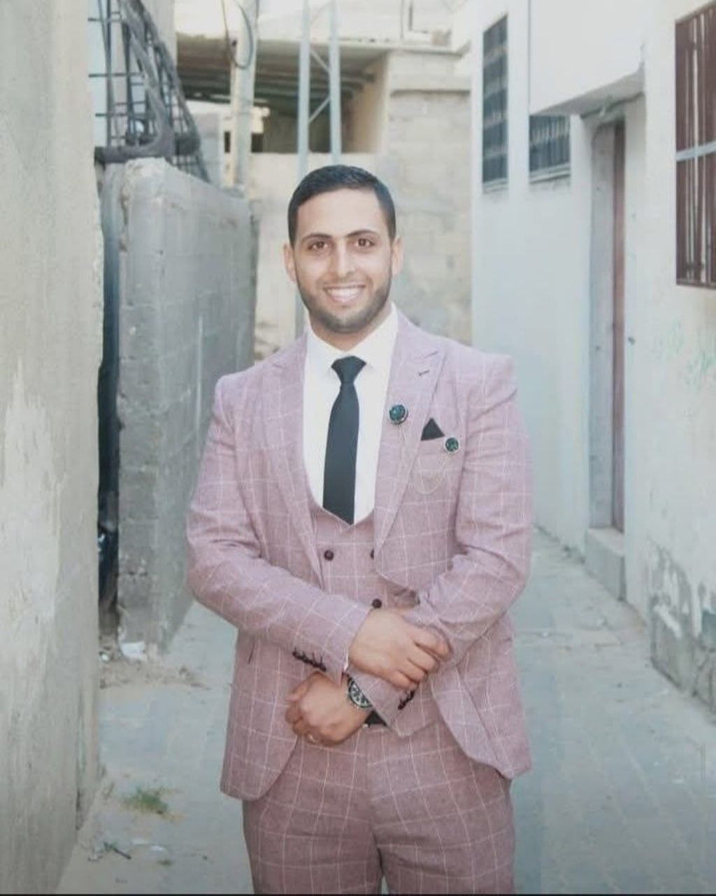 Martyr Ibrahim Abu Oweimer, who was killed as a result of the targeting of the courtyard of his family’s house near the Al-Razi Association in Camp 2 in Al-Nuseirat, central Gaza Strip.