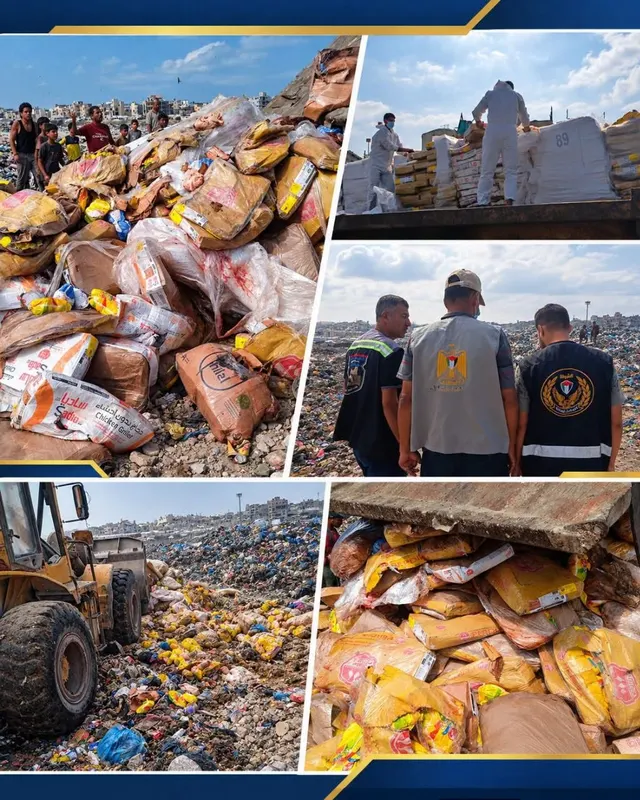 El municipio de Jan Yunis destruye 16.8 toneladas de pollo en mal estado, en el que aparecieron signos claros de deterioro y emanaba un olor fétido.